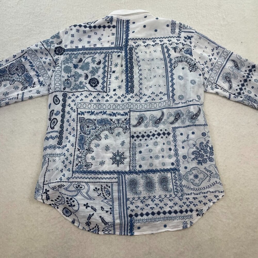 Johnny Was Workshop Vanya Oversized Embroidered Button Down Shirt Size M - Picture 4 of 8